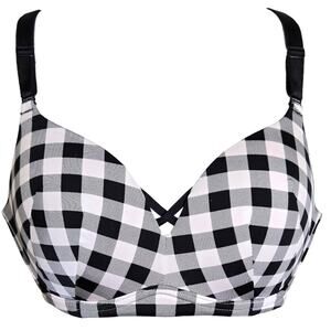 Torrid Curve Womens Push Up Bra 40C Dream Wire Free Retro Gingham Black Plunge
